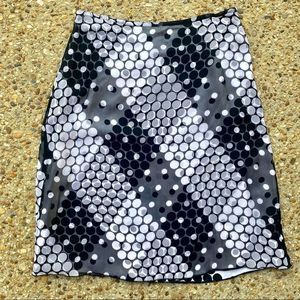 Isabela d. 100% Silk Polka Dot Black and White Lined Skirt Size 8